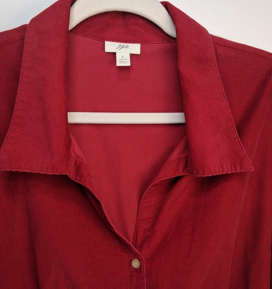 J. Jill Deep Red Multi-fabric Button-Down Shirt Size L - Picture 3 of 12